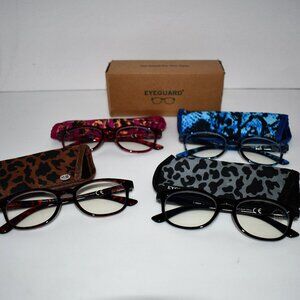 EYEGUARD Blue Light Reading Glasses 4 Pack Fashion Spring Hinge Readers for 1.5
